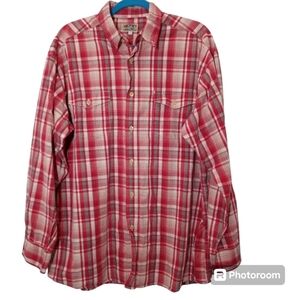Barn Fly Mens Western Windowpane Plaid Button Down Shirt Size Large